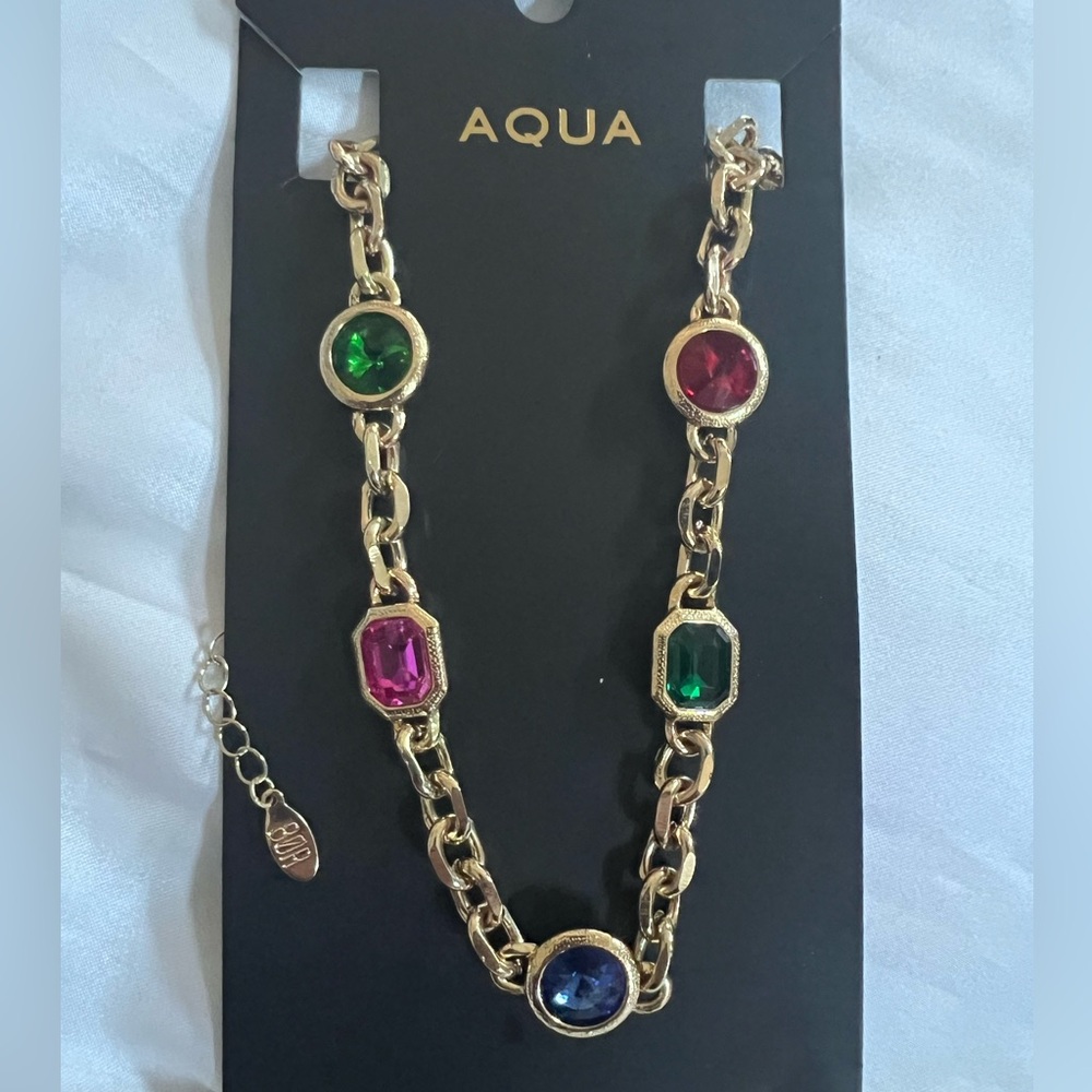 NECKLACE by AQUA Gemstone Gold 16” Chain with Lobster Clasp & 3” Extender NWT